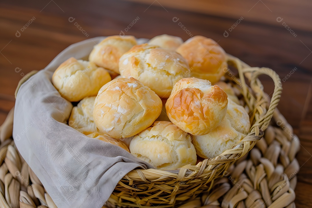 Pães de queijo fresco em uma bandeija