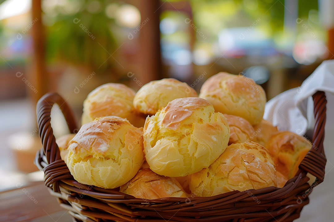 Pães de queijo fresco em uma bandeija