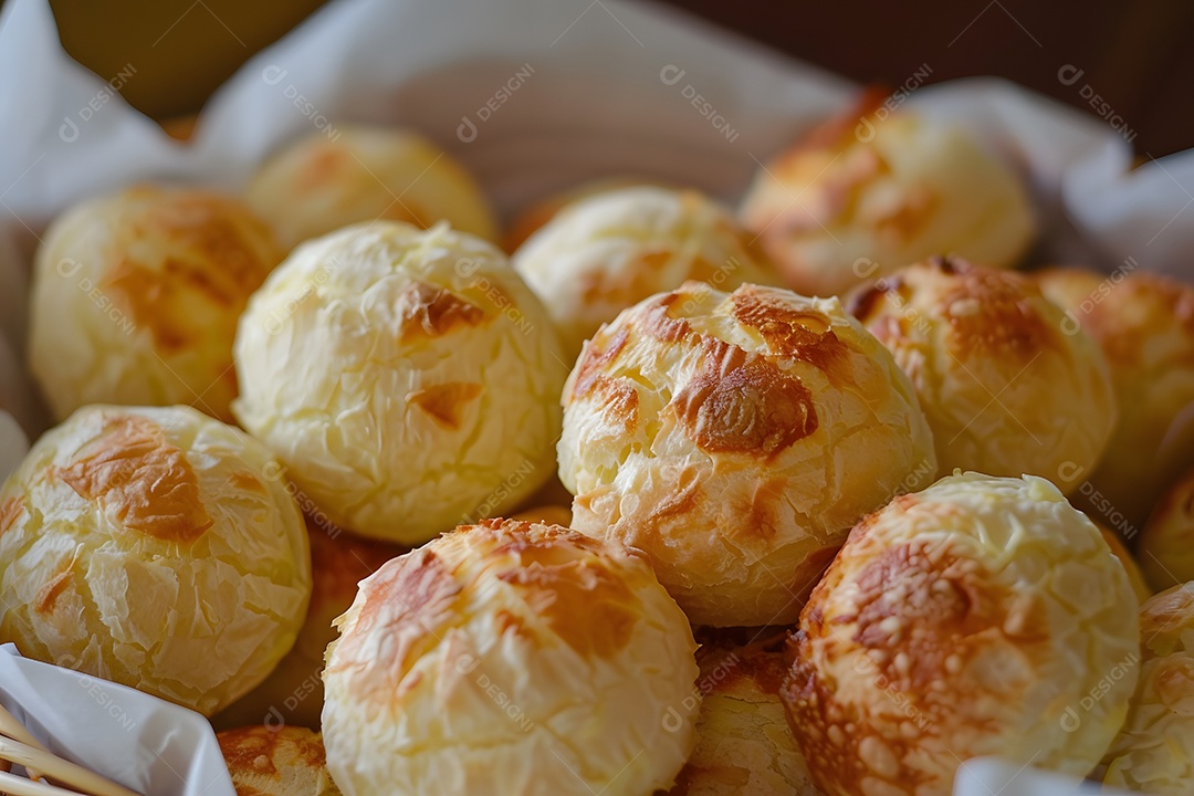 Pães de queijo fresco em uma bandeija