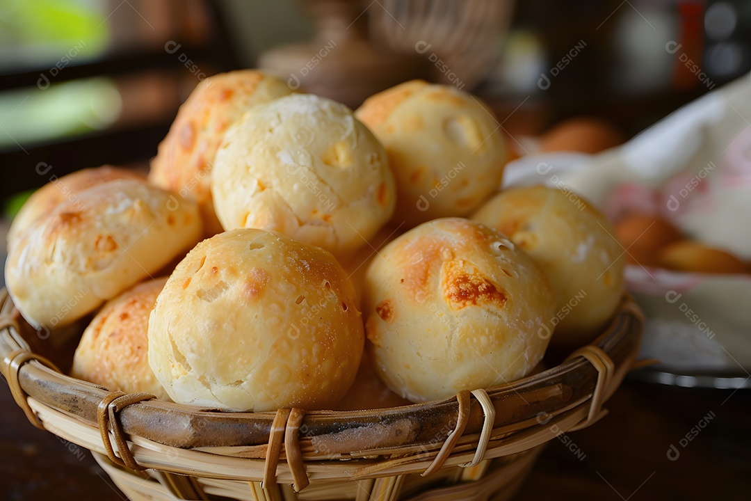 Pães de queijo fresco em uma bandeija