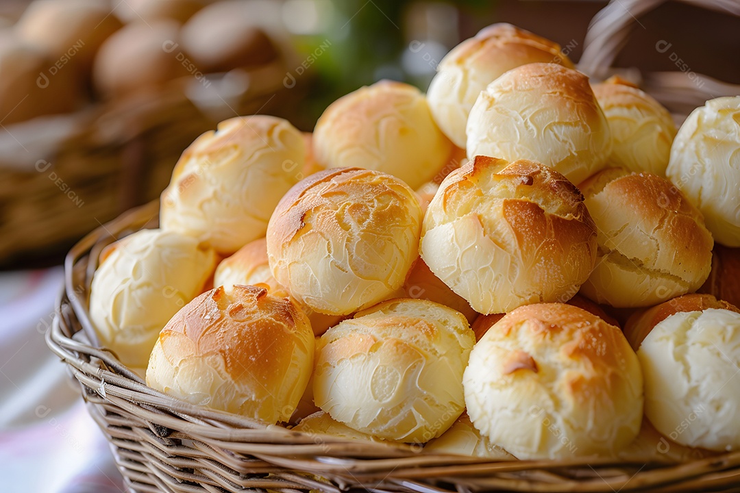 Pães de queijo fresco em uma bandeija
