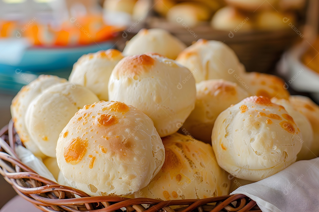 Pães de queijo fresco em uma bandeija