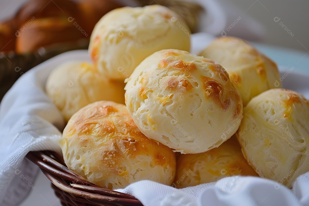 Pães de queijo fresco em uma bandeija