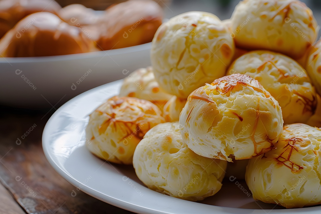 Pães de queijo fresco em uma bandeija