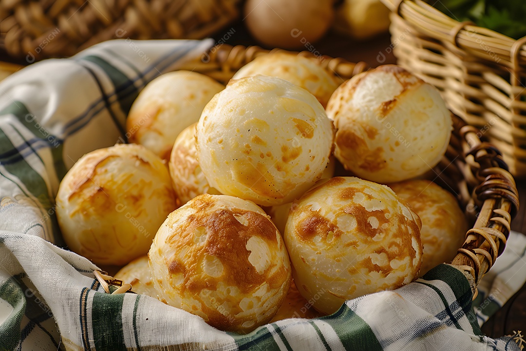 Pães de queijo fresco em uma bandeija