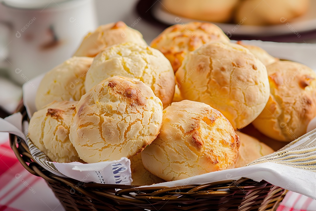 Pães de queijo fresco em uma bandeija