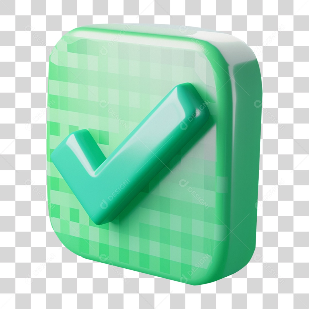 Ícone 3D Check Confirmação Para Composição PNG Transparente