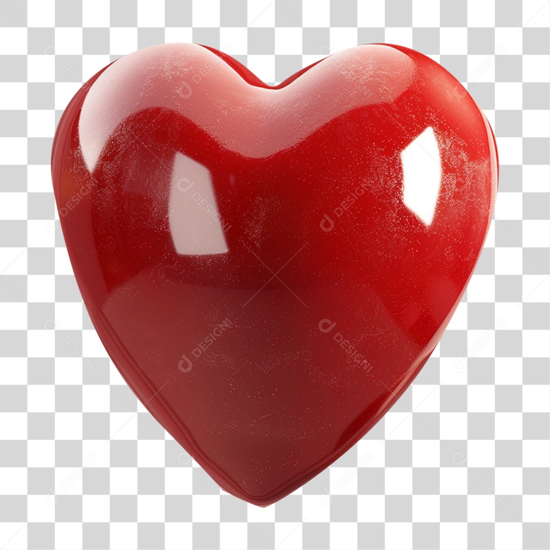 Elemento 3D Coração de Vidro PNG Transparente