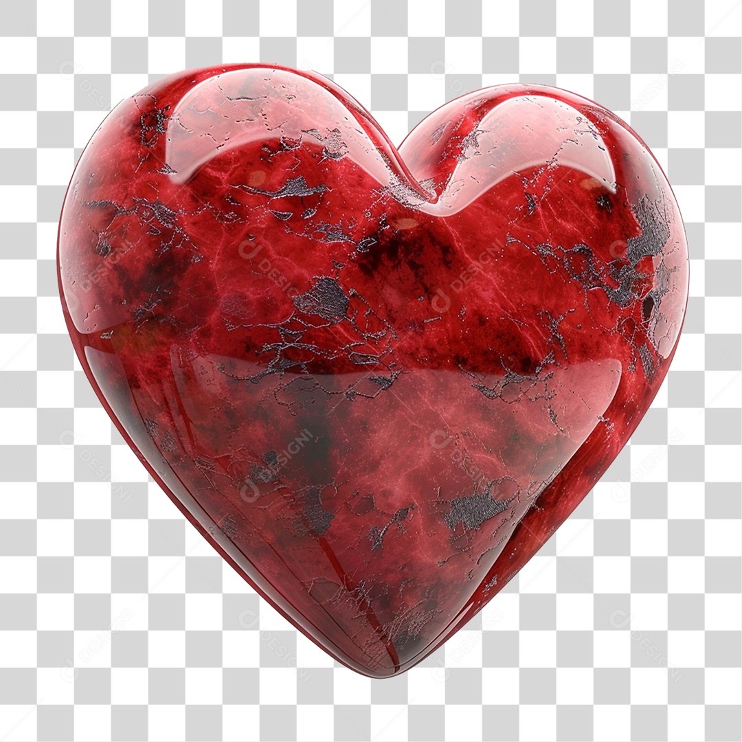 Elemento 3D Coração de Vidro PNG Transparente