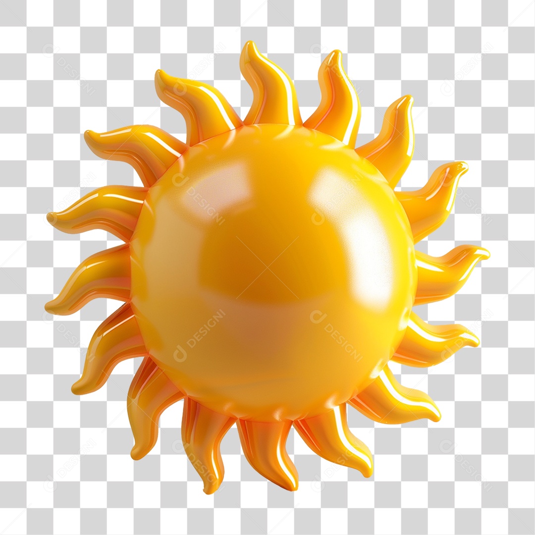 Elemento 3D Sol PNG Transparente