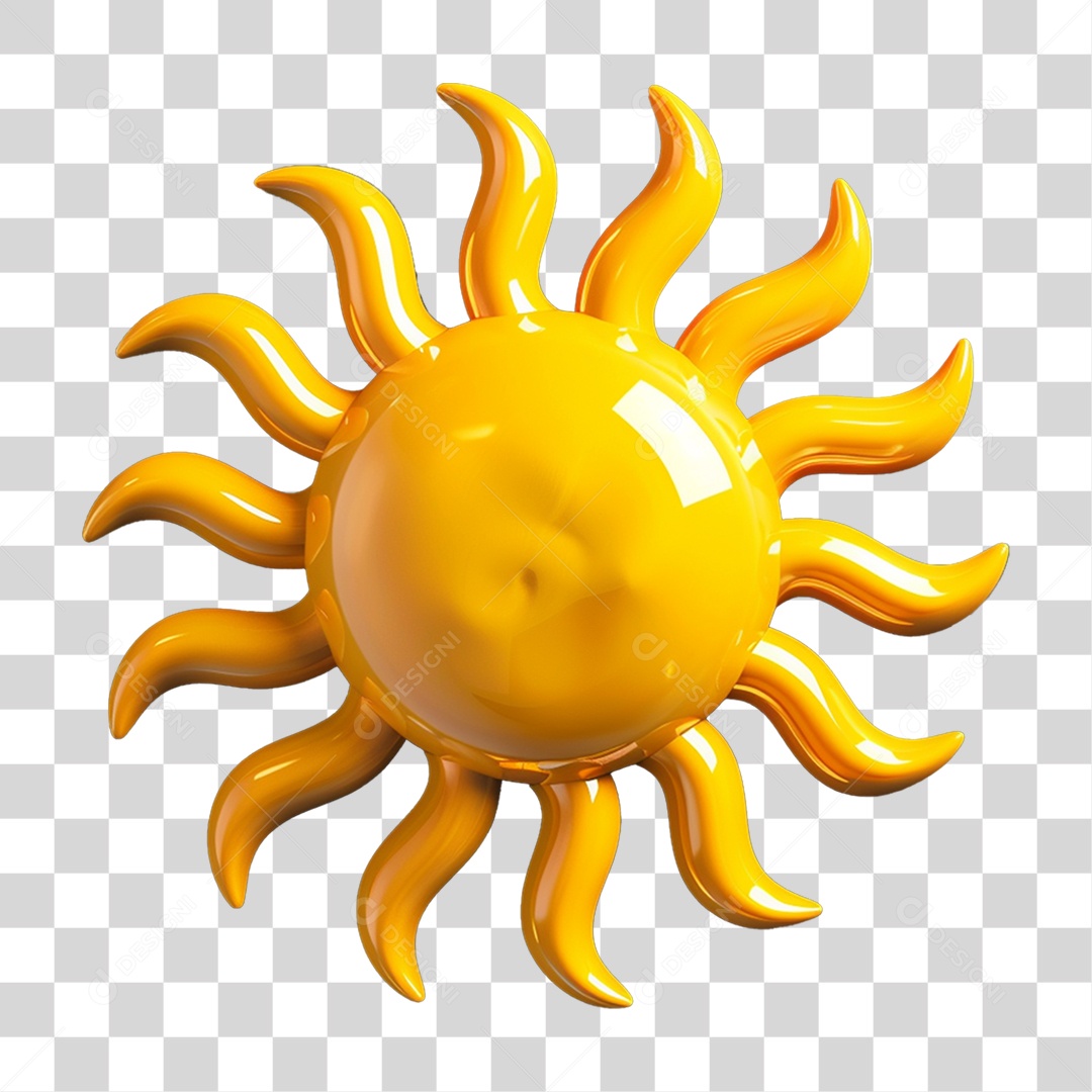 Elemento 3D Sol PNG Transparente