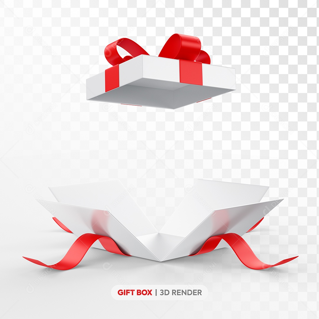 Elemento 3D Caixa de Presente Aberta do Dia das Mães para Composição PSD