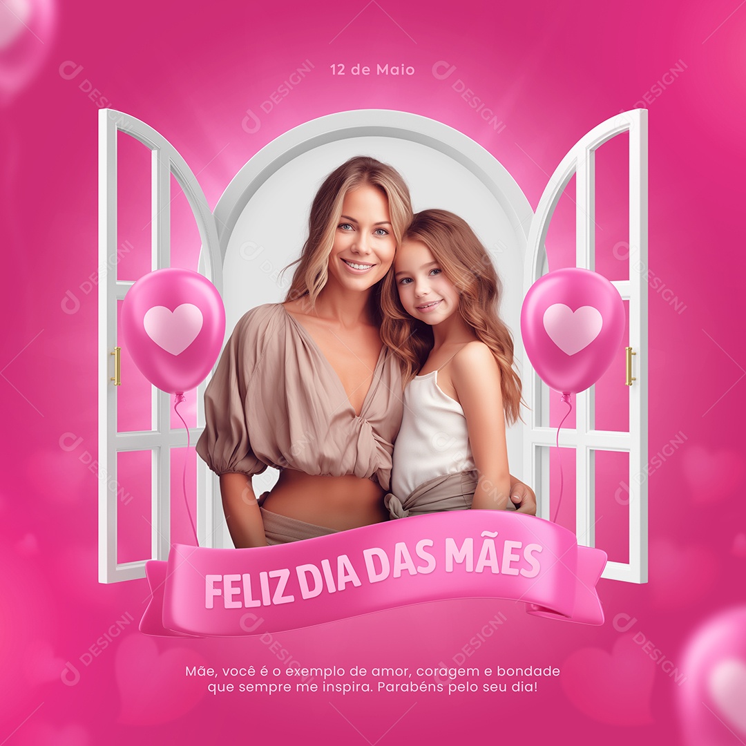 Feliz Dia Das Mães 12 de Maio Parabéns Pelo seu Dia Social Media PSD Editável