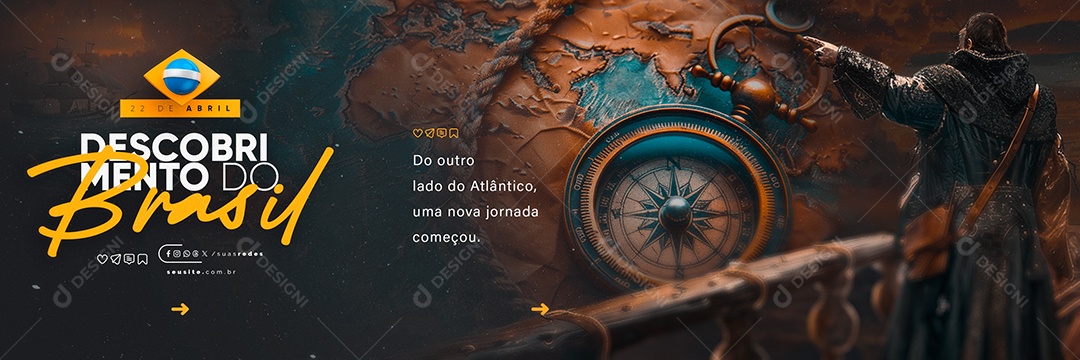 Carrossel Dia Do Descobrimento Do Brasil 22 de Abril Social Media PSD Editável