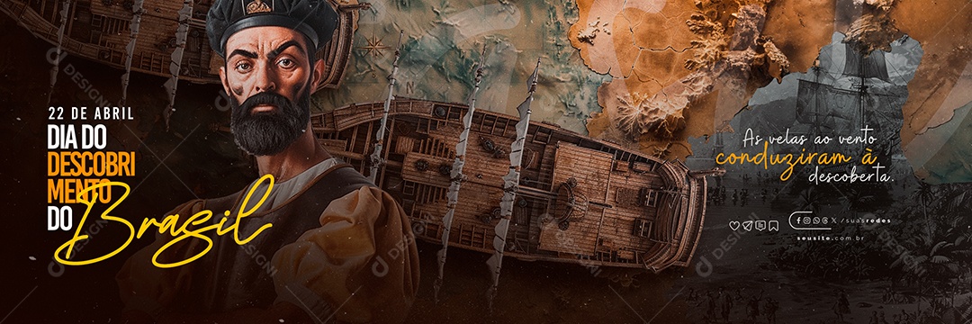 Social Media Carrossel Dia Do Descobrimento Do Brasil 22 de Abril PSD Editável