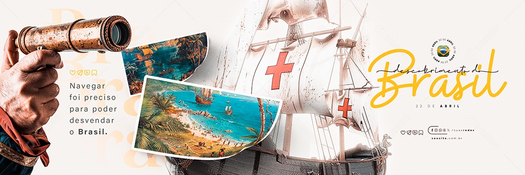 Carrossel Dia Do Descobrimento Do Brasil 22 de Abril Social Media PSD Editável