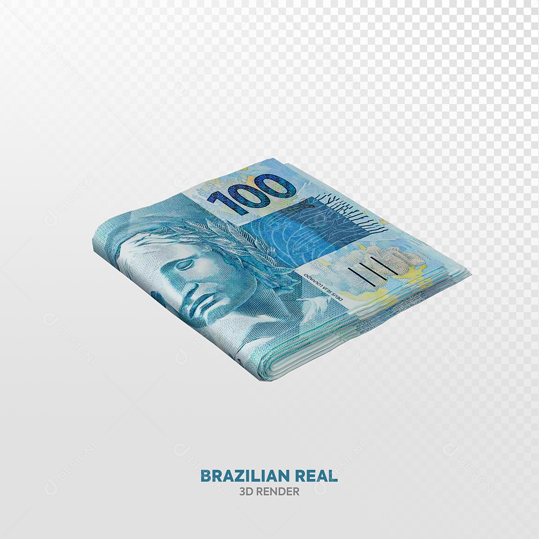 Banknotes of One Hundred Reais 3D Element for PSD Composition