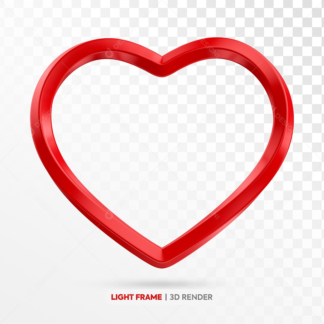 Coração Vermelho do Dia das Mães Elemento 3D para Composição PSD