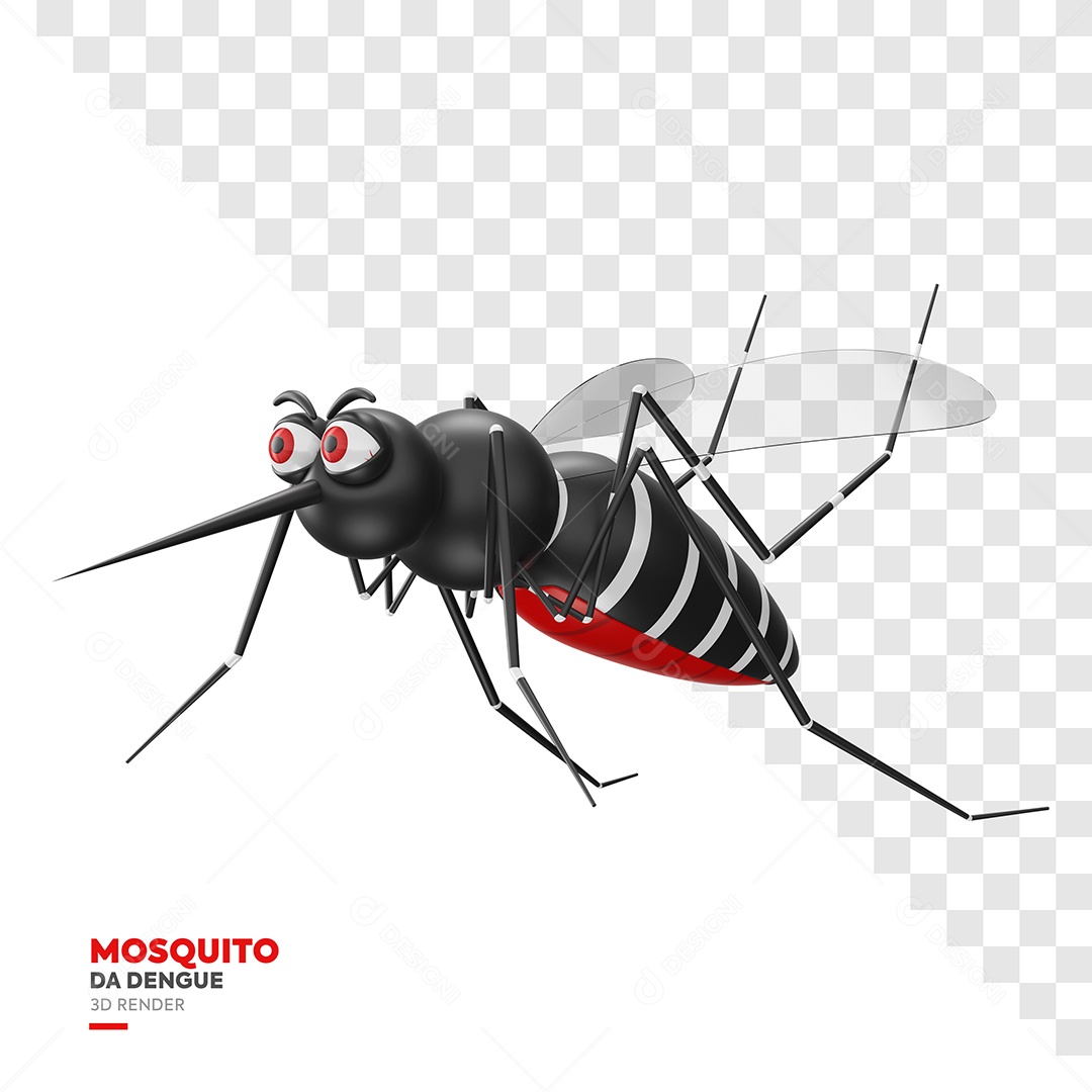 Mosquito da Dengue Aedes Aegypti Elemento 3D para Composição PSD