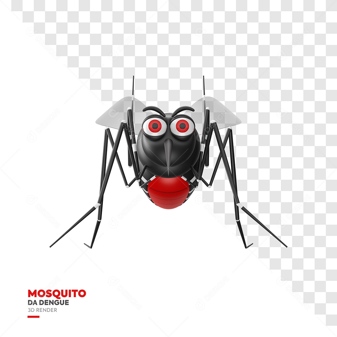 Elemento 3D Mosquito da Dengue Aedes Aegypti para Composição PSD