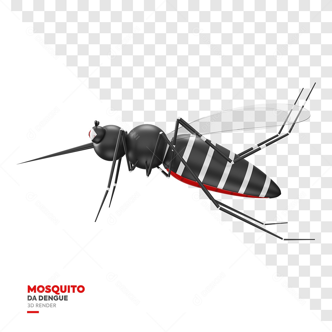 Mosquito da Dengue Aedes Aegypti Elemento 3D para Composição PSD