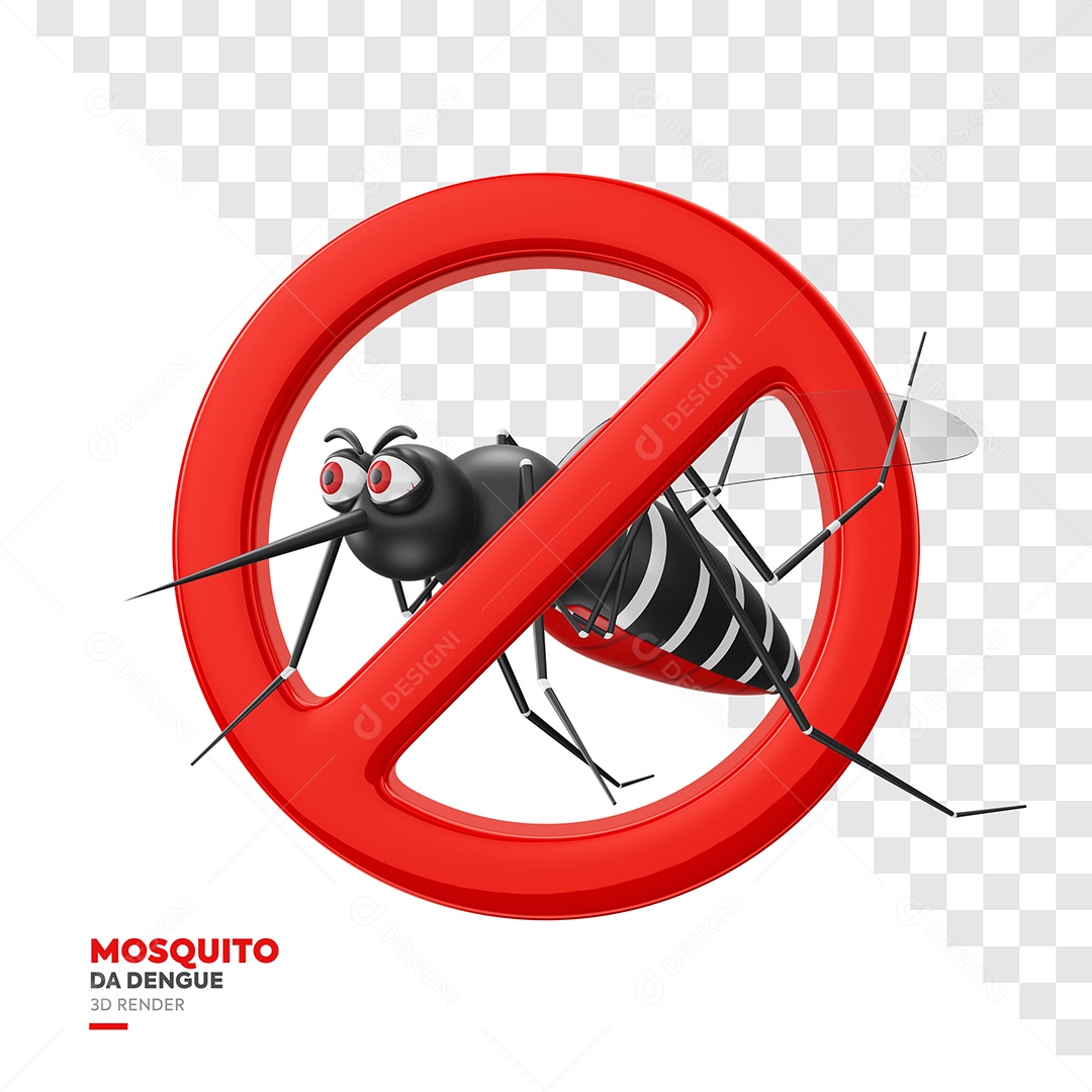Mosquito da Dengue Perigo Elemento 3D para Composição PSD