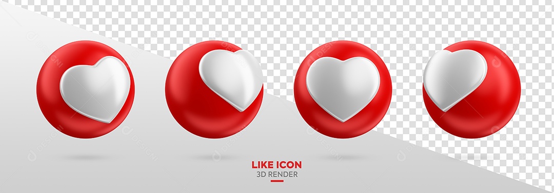 Like de Emoji Vermelho e Branco Elemento 3D para Composição PSD