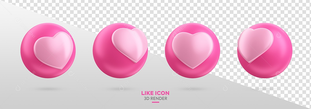 Like de Emoji Rosa Elemento 3D para Composição PSD