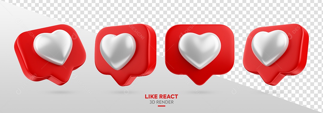 Like de Emoji Vermelho e Branco Elemento 3D para Composição PSD