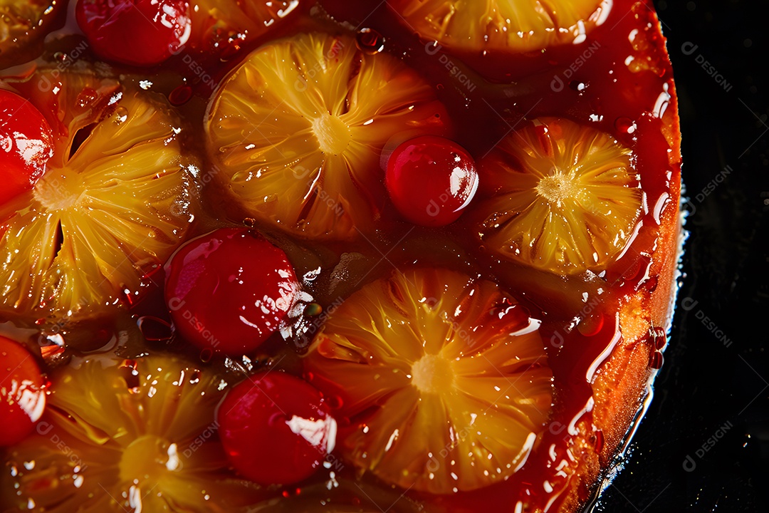 Delicioso bolo de abacaxí sobre uma travessa