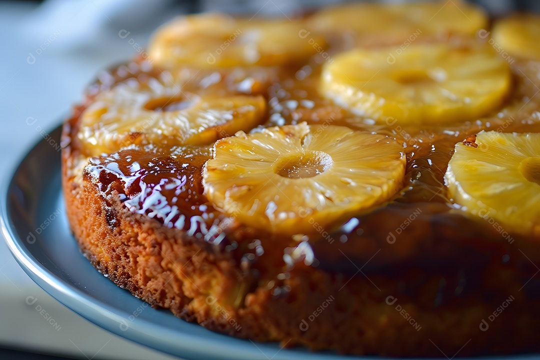 Delicioso bolo de abacaxí sobre uma travessa