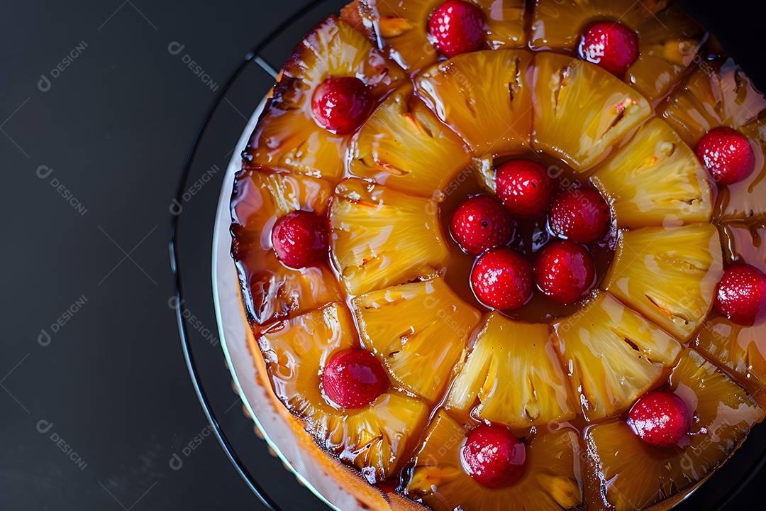 Delicioso bolo de abacaxí sobre um prato