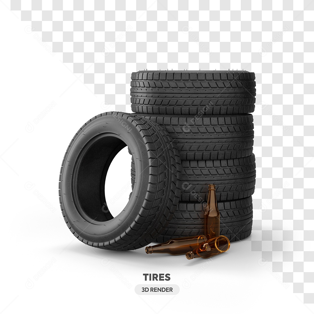 Pneus Garrafas Conscientização da Dengue Elemento 3D para Composição PSD