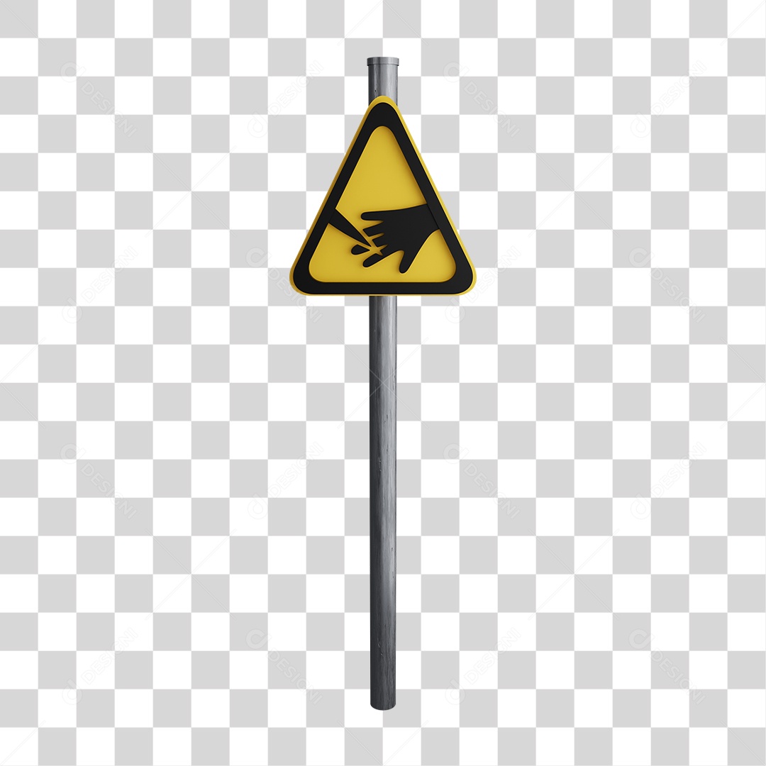 Placa Perigo Objeto Pontiagudo na Estrada PNG Transparente