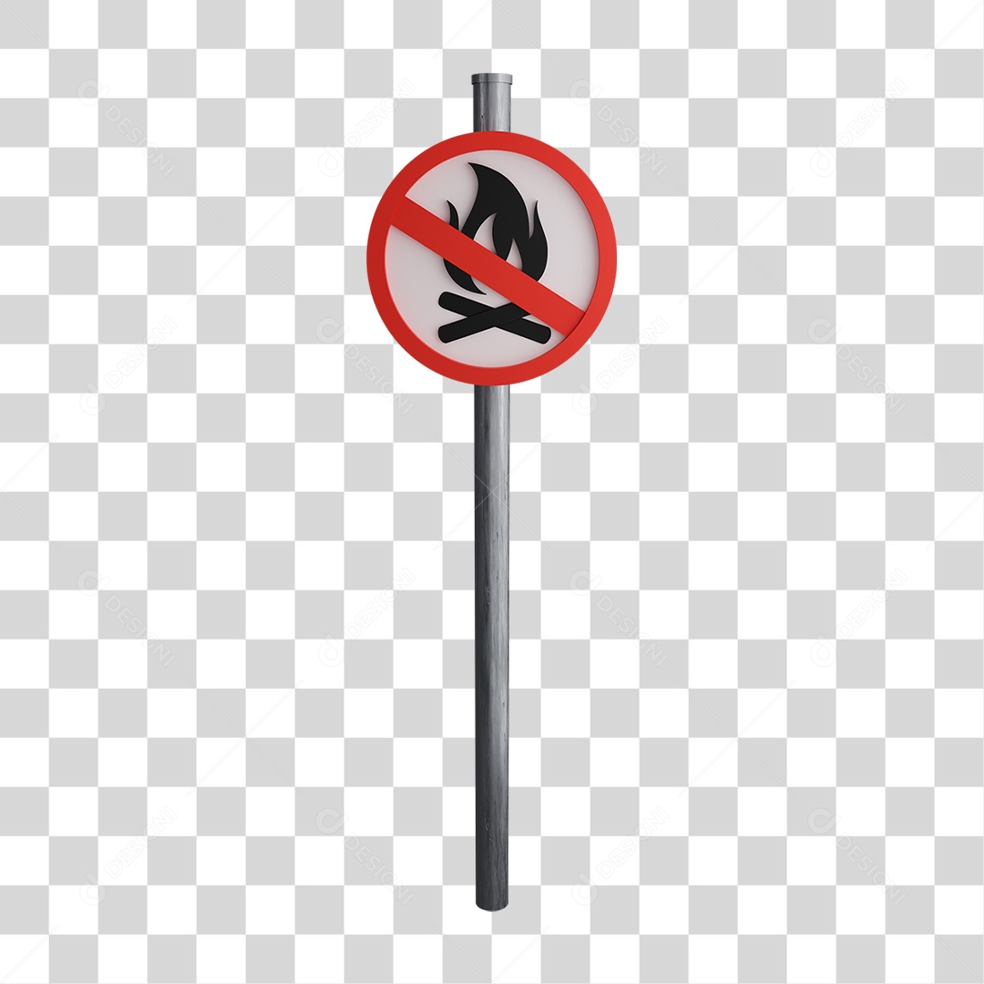 Placa Proibido Fogo PNG Transparente
