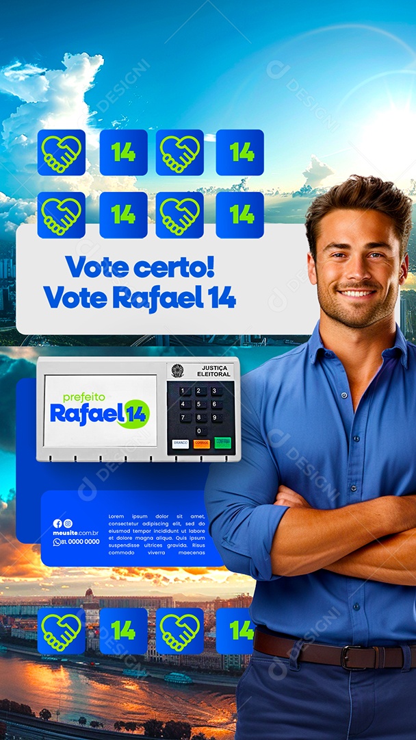 Story Vote Certo Prefeito Rafael 14 Social Media PSD Editável