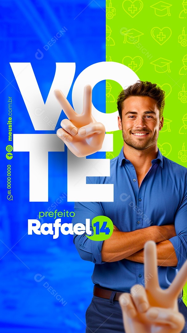 Story Prefeito Rafael 14 Vote Social Media PSD Editável