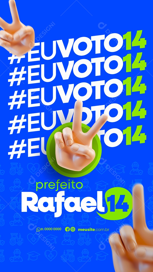 Story Prefeito Rafael 14 Eu Voto Social Media PSD Editável