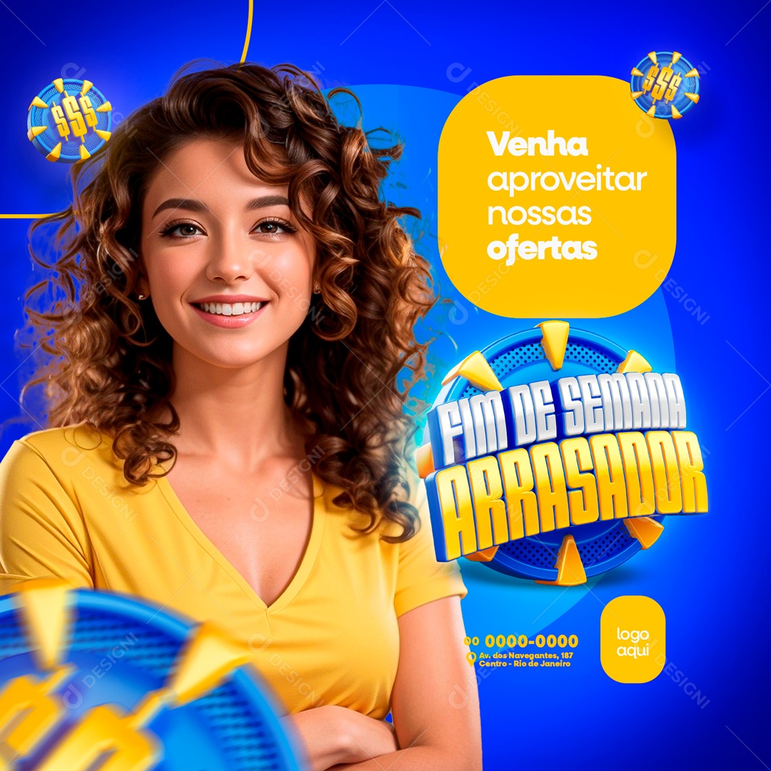 Feed Fim de Semana Arrasador Venha Aproveitar nossas Ofertas Social Media PSD Editável