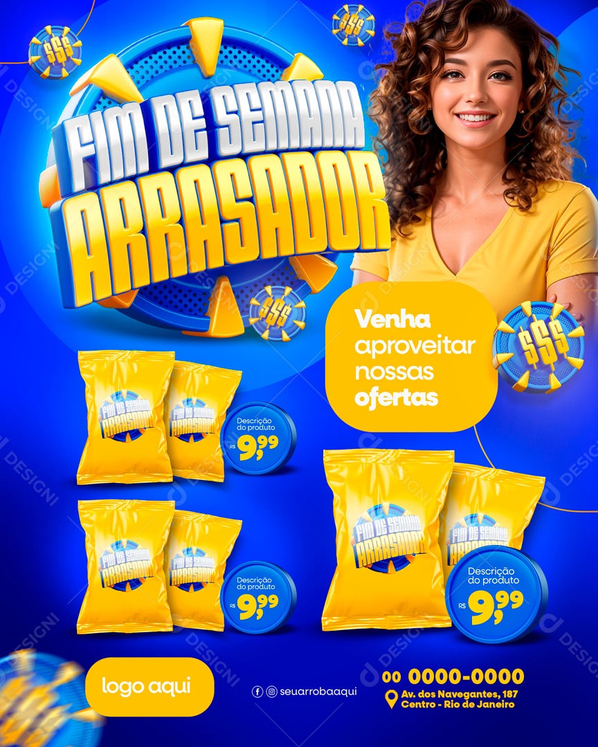 Fim de Semana Arrasador Venha Aproveitar nossas Ofertas Social Media PSD Editável