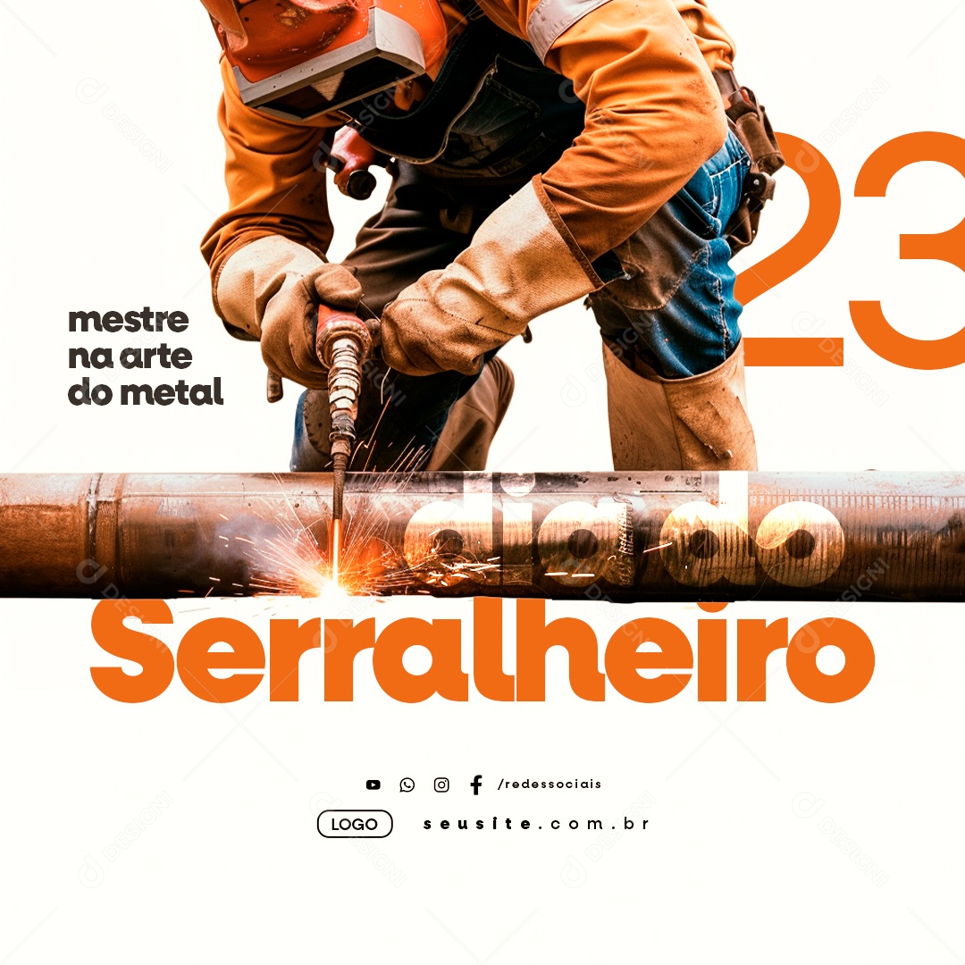 Dia do Serralheiro 23 de Abril Mestre na Arte do Metal Social Media PSD Editável