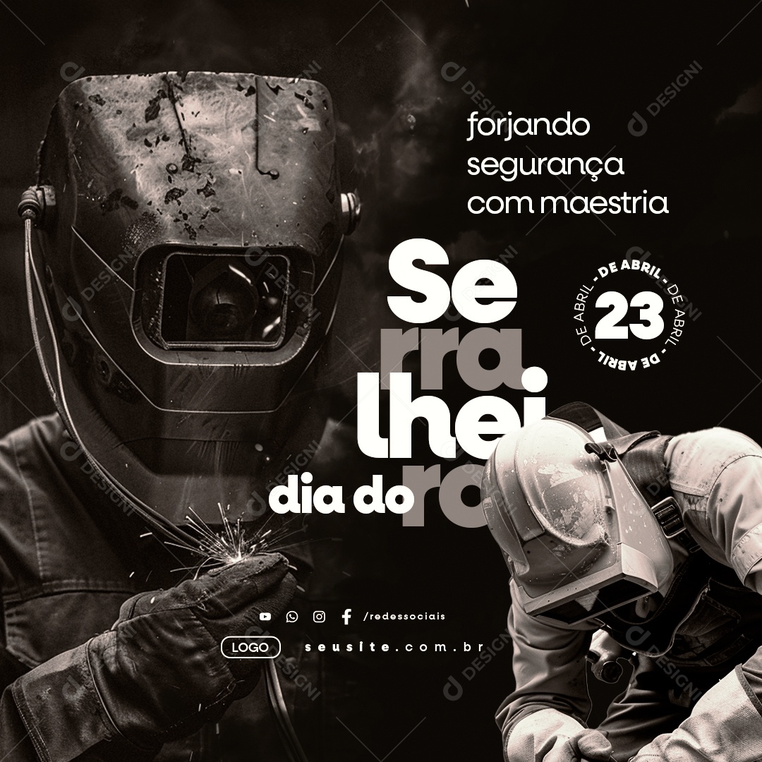 Dia do Serralheiro 23 de Abril Forjando Segurança com Maestria Social Media PSD Editável