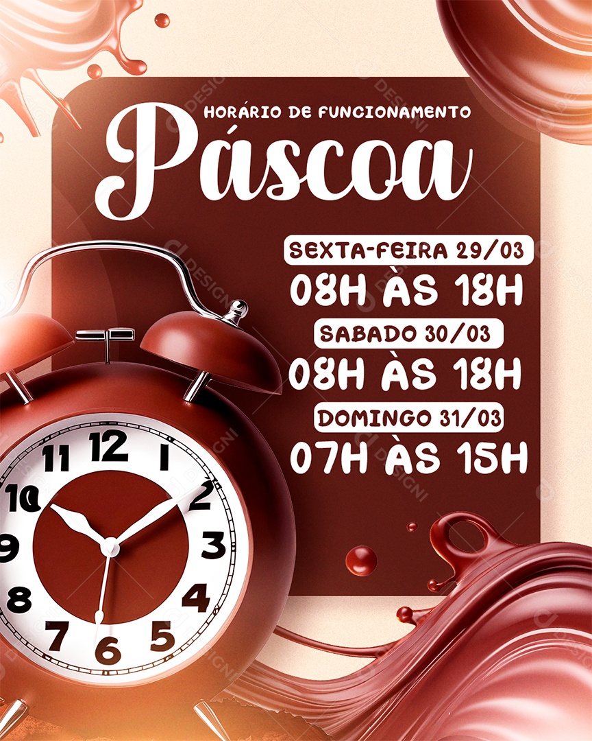 Horário de Funcionamento Páscoa Social Media PSD Editável