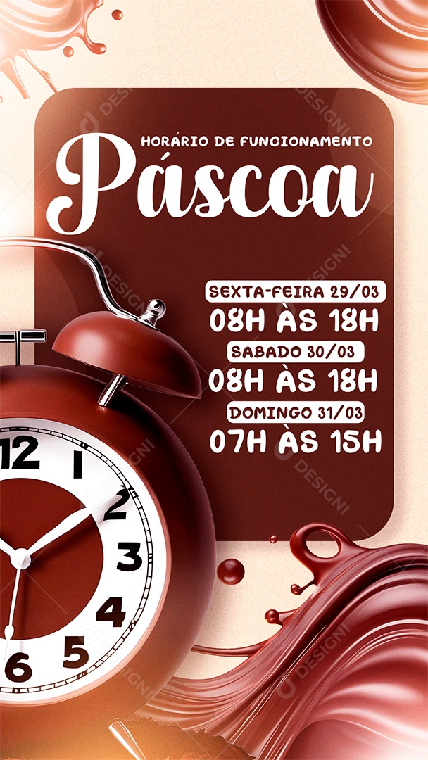 Story Horário de Funcionamento Páscoa Social Media PSD Editável