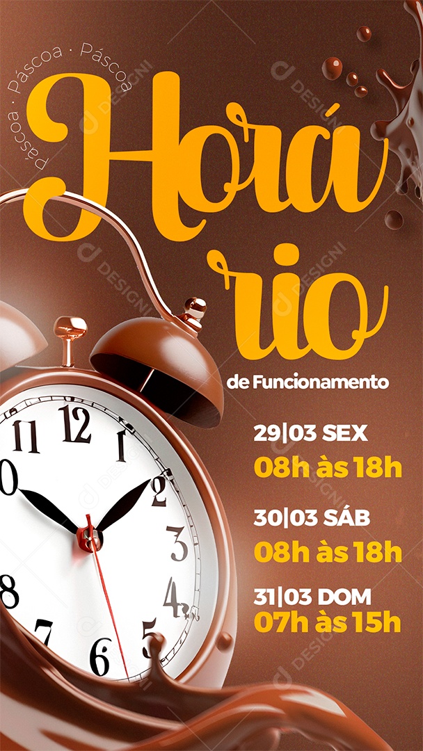 Story Horário de Funcionamento Páscoa Social Media PSD Editável