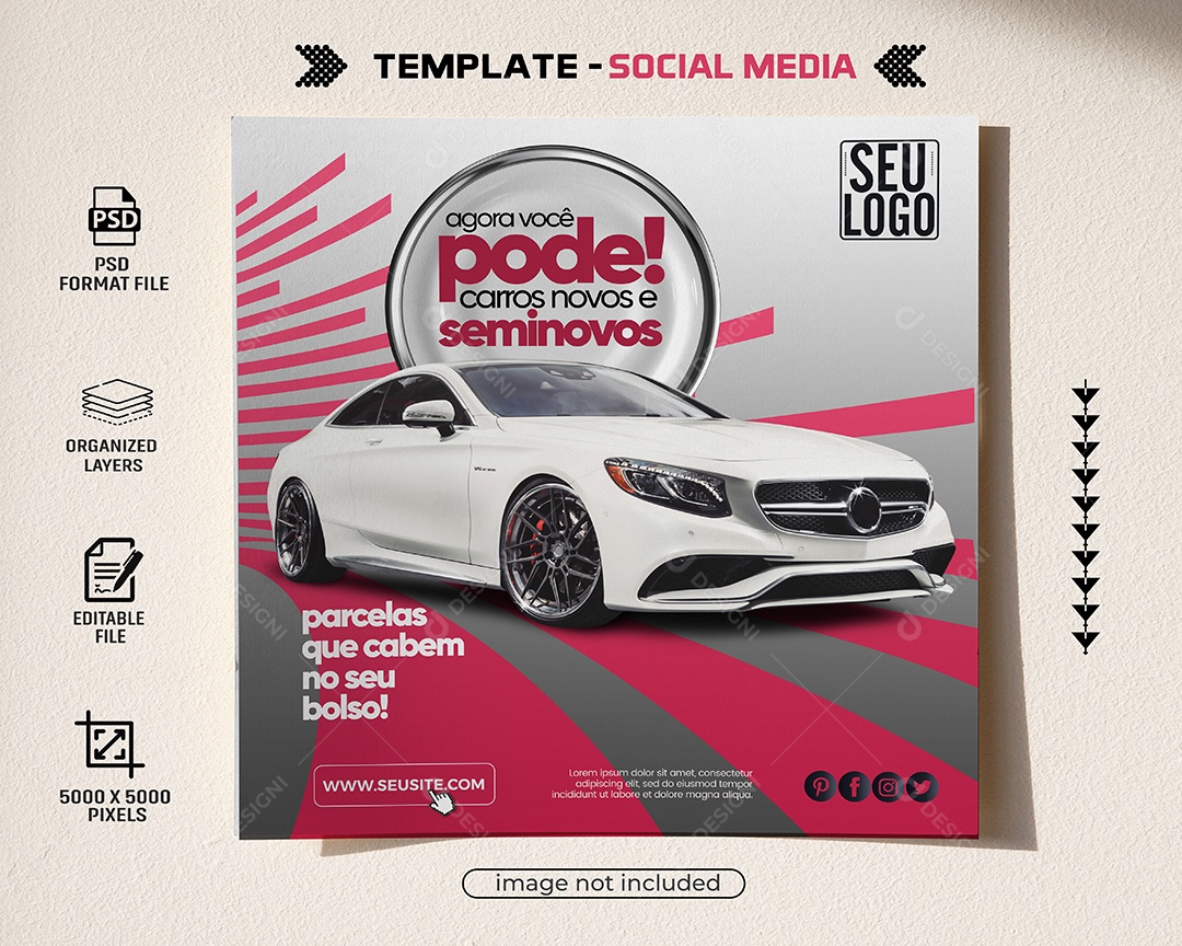 Agora Você Pode Carros Novos e Seminovos Social Media PSD Ediitável