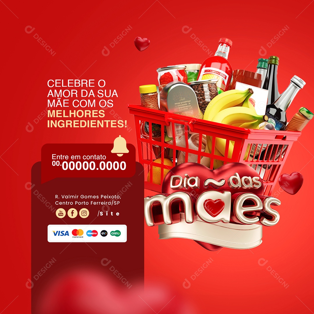 Supermercado Dia Das Mães Celebre o Amor da Sua Mãe Social Media PSD Editável