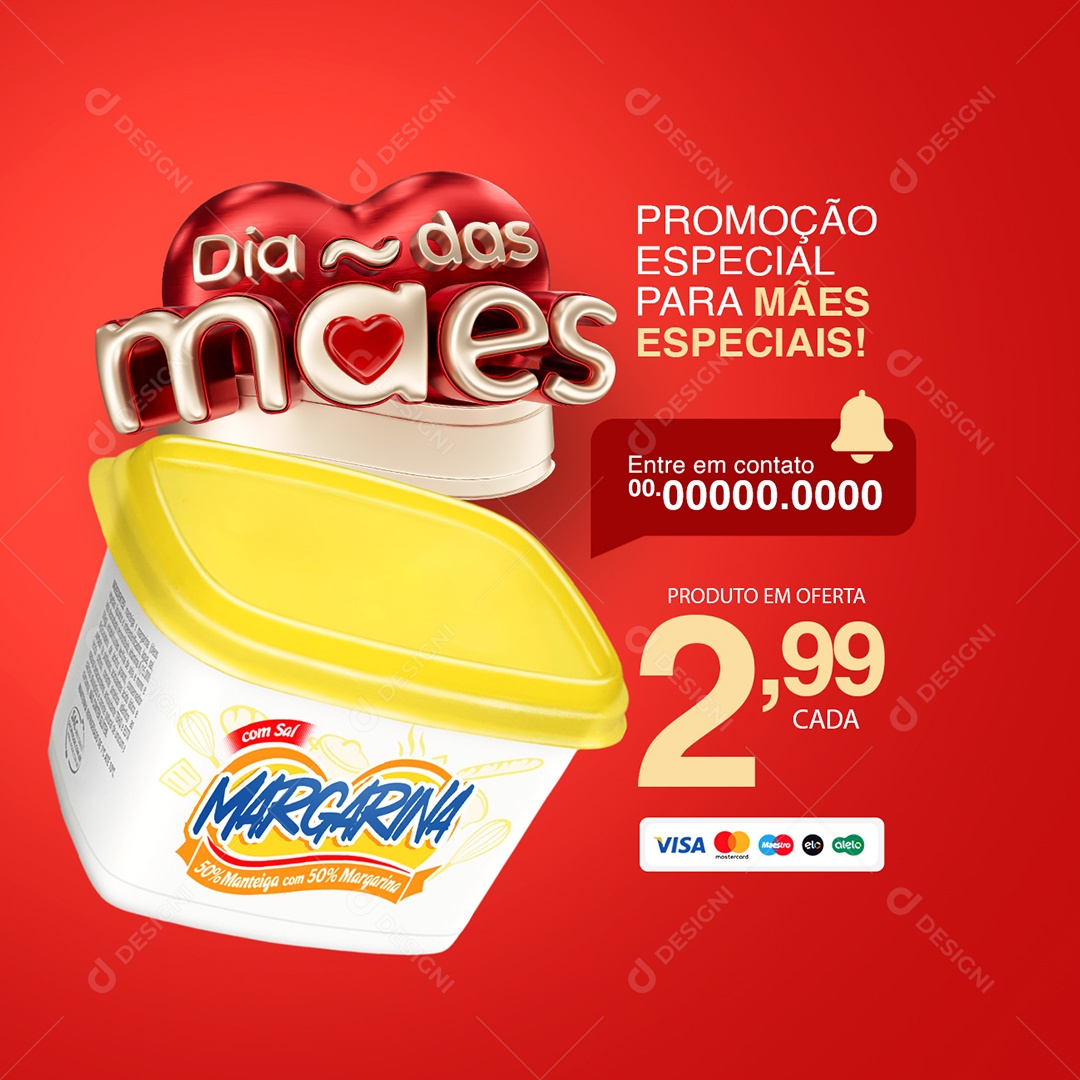 Supermercado Dia Das Mães Margarina Promoção Especial Social Media PSD Editável
