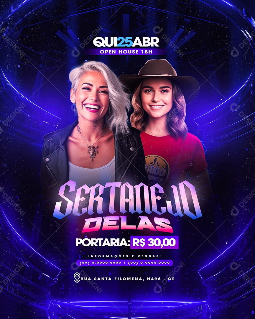 Flyer Sertanejo Delas Social Media PSD Editável