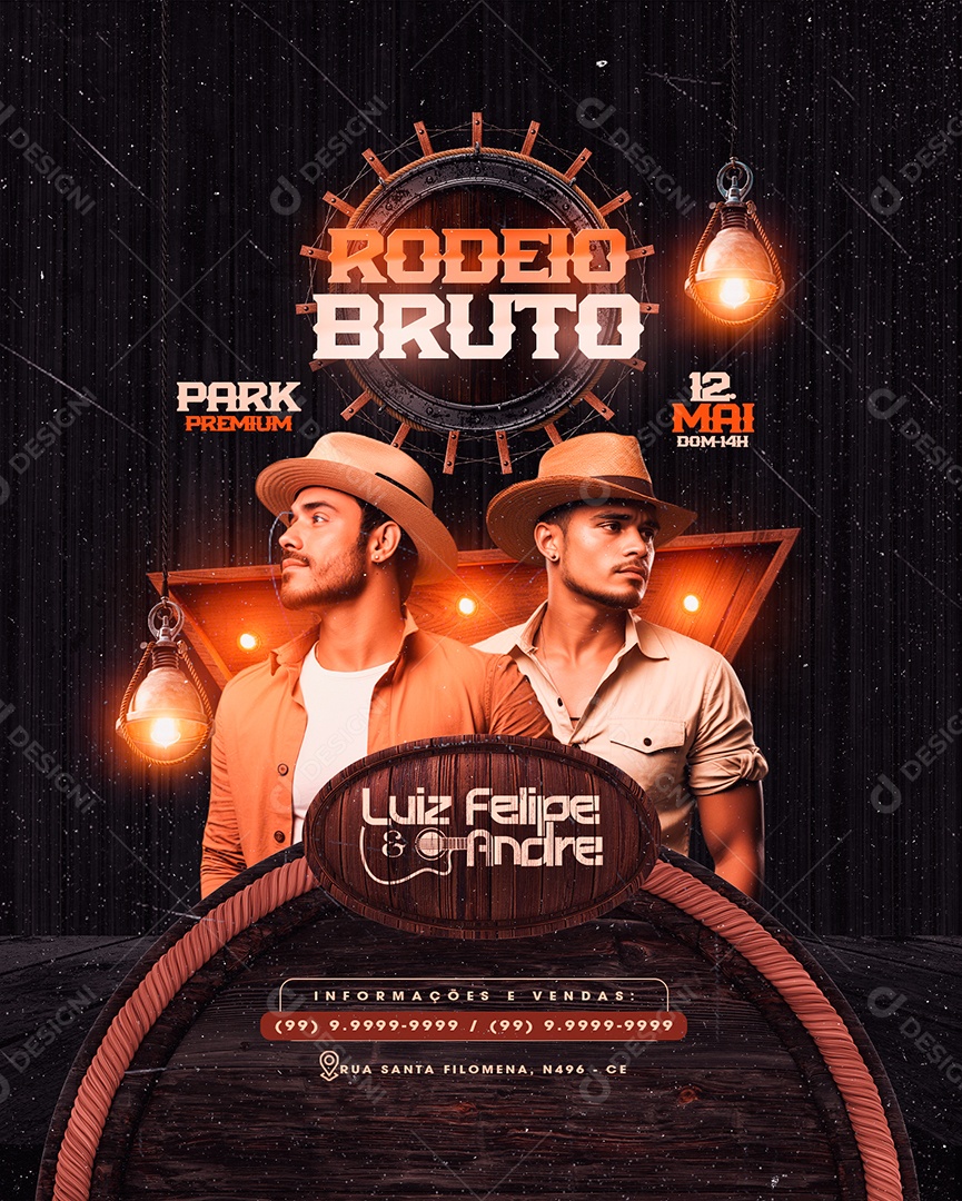 Flyer Rodeio Bruto Luiz Felipe e Andre Social Media PSD Editável